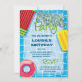 夏の誕生日プールパーティー 招待状 (正面)