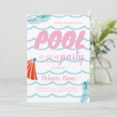 夏の誕生日プールビーチ波 招待状 (スタンド正面)