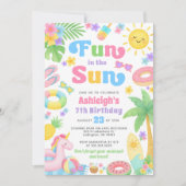 夏の誕生日招待状 – 太陽のおもしろい 招待状 (正面)
