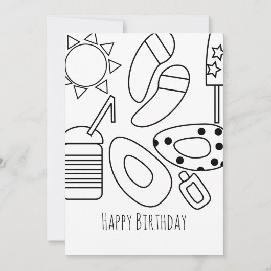 夏の誕生日白黒カード シーズンカード (正面)