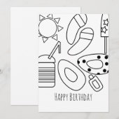 夏の誕生日 ブラック ホワイト カード (正面/裏面)