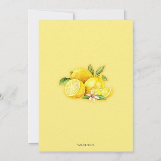 夏の誕生日、レモン、女の子の誕生日 招待状 (裏面)