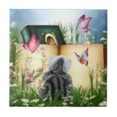 夏の読書 タイル (正面)