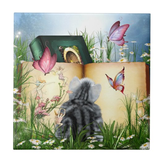 夏の読書 タイル (正面)