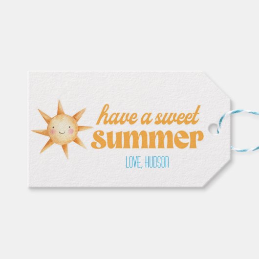 夏の贈り物ラベルを持つ ギフトタグ (正面(横))