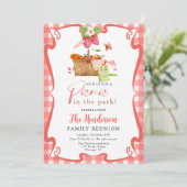 夏の赤いおもしろいピクニックでパークファミリー懇親会 招待状 (スタンド正面)