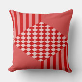 夏の赤いジオメトストライプリ市松模様にダイヤモンド クッション (正面)