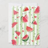 夏の赤いスイカ、1つのメロンの最初の誕生日 招待状 (裏面)
