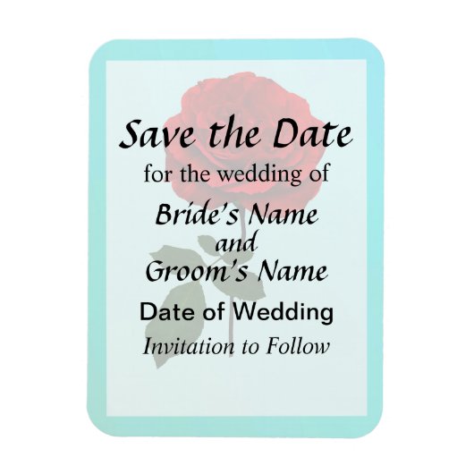 夏の赤いバラ Save the Date マグネット (縦)