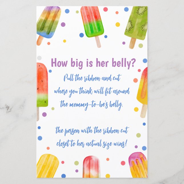 夏の赤ちゃんシャワーのゲームどのように彼女の腹の大きさ (正面)