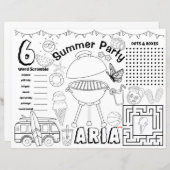 夏の赤ちゃんシャワーランチョンマット、夏のアクティビティシート (正面/裏面)