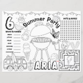 夏の赤ちゃんシャワーランチョンマット、夏のアクティビティシート (正面)