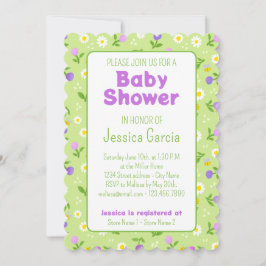 夏の赤ちゃんシャワー招待自然フローラミツバチ 招待状