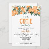 夏の赤ちゃんシャワー、オレンジの柑橘系フローラシャワー 招待状 (正面/裏面)