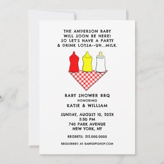 夏の赤ちゃんシャワーBBQ 招待状 (正面)