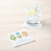 夏の赤ちゃんポップ・アートののシャワー準備ができた男の子 スクエアペーパーコースター (インサイチュ)