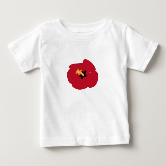 夏の赤のハイビスカス ベビーTシャツ (正面)