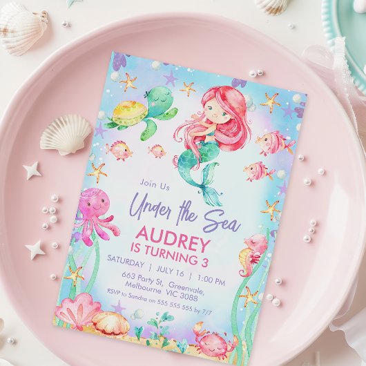 夏の赤毛人魚 海の中の誕生日 招待状