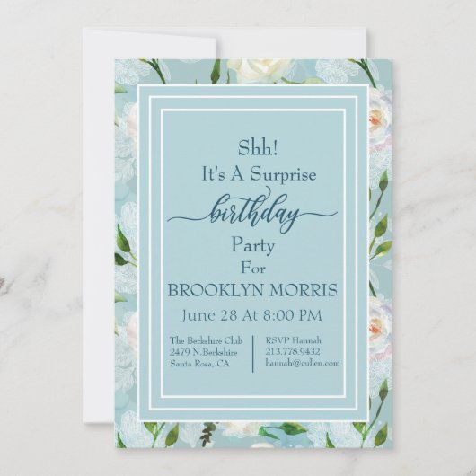 夏の赤面レースのようフローラ開花誕生日 招待状 (正面)