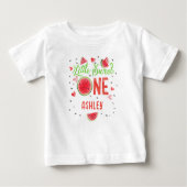 夏の赤1メロンで、女の子1歳の誕生日 ベビーTシャツ (正面)