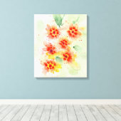 夏の輝き：オレンジ&ピンク開花 キャンバスプリント (インサイチュ (ウッドフロア))