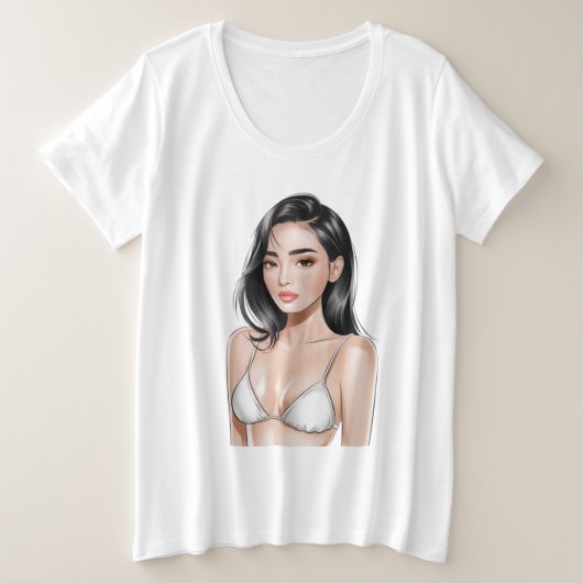 夏の輝き プラスサイズTシャツ (デザイン正面)