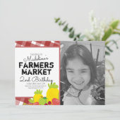 夏の農家市場野菜誕生日写真 招待状 (スタンド正面)