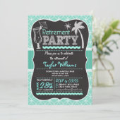 夏の退職パーティの招待状オンアクアパターン 招待状 (スタンド正面)