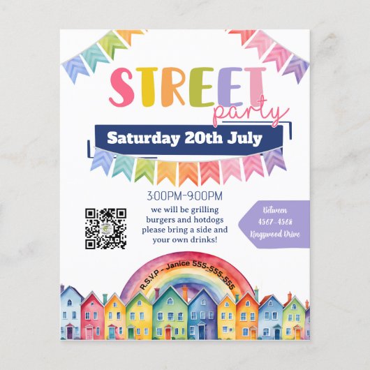 夏の通りパーティーブロックBBQ資金調達者 チラシ (正面)