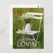 夏の野のワイルドフラワー - ケシ + テキスト ポストカード (正面/裏面)