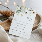 夏の野の花の結婚式食事選択RSVPカード 出欠カード