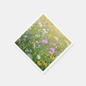夏の野の花の草原 スタンダードカクテルナプキン (角)
