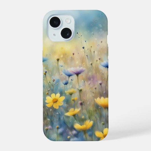 夏の野の花の草原 iPhone 15ケース (裏面)