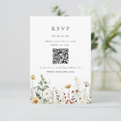 夏の野の花畑のウェディングQRコードRSVPカード 出欠カード (スタンド正面)