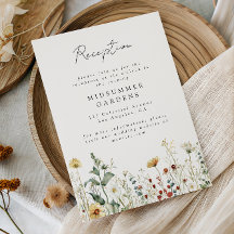 夏の野の花畑の結婚式の詳細同封カード