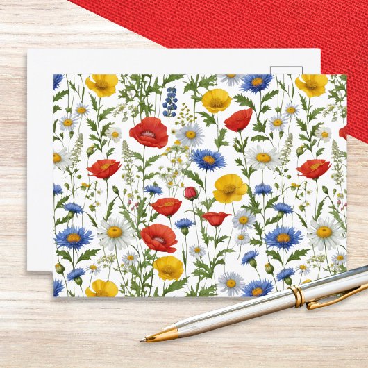 夏の野の花 色とりどりの花々 ポストカード