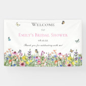 夏の野生の花と蝶のブライズシャワーパーティー 横断幕 (横)