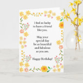 夏の野生の花のかわいらし最高の友の誕生日 カード (黄色い花)