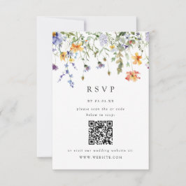 夏の野生の花の庭の結婚式RSVPカード 出欠カード