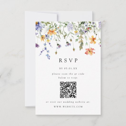 夏の野生の花の庭の結婚式RSVPカード 出欠カード (正面)