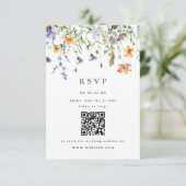 夏の野生の花の庭の結婚式RSVPカード 出欠カード (スタンド正面)