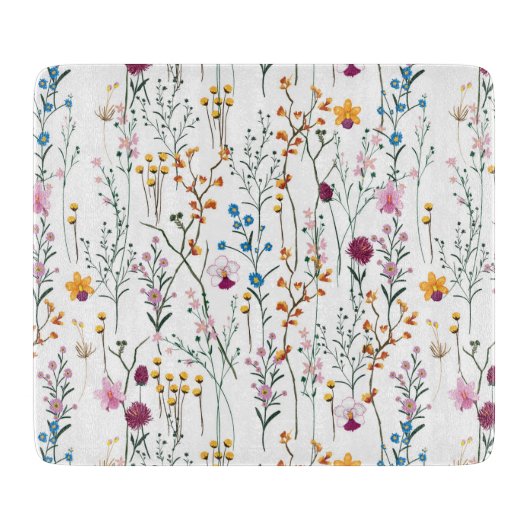 夏の野生の花パターン カッティングボード (正面)