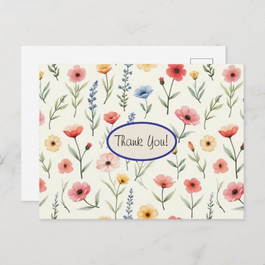 夏の野生の花 ありがとう ポストカード (正面/裏面)