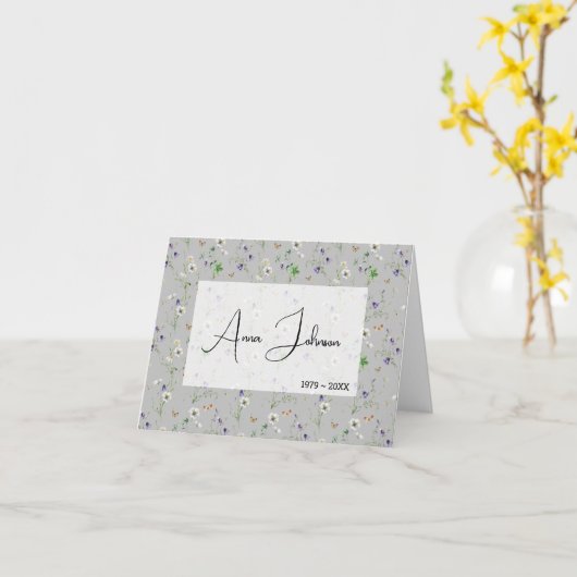 夏の野生の花　お悔やみ御礼 カード (黄色い花)