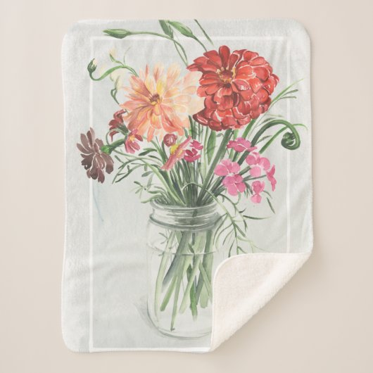 夏の野生の花-ピンク及び赤 シェルパブランケット (正面)
