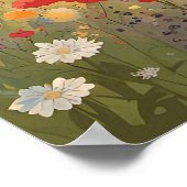 夏の野花の畑に立つプリント ポスター (角)