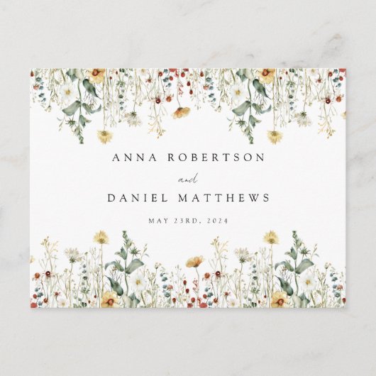 夏の野花結婚場の反応 ポストカード (正面)
