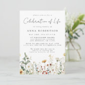 夏の野草お祝いの生涯の葬儀 招待状 (スタンド正面)