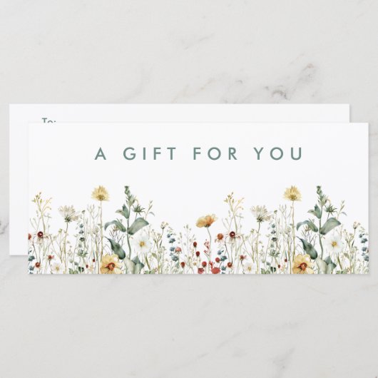 夏の野草のフィールドのギフト証明書 (正面/裏面)