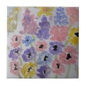 夏の野草の陶瓦 タイル (正面)